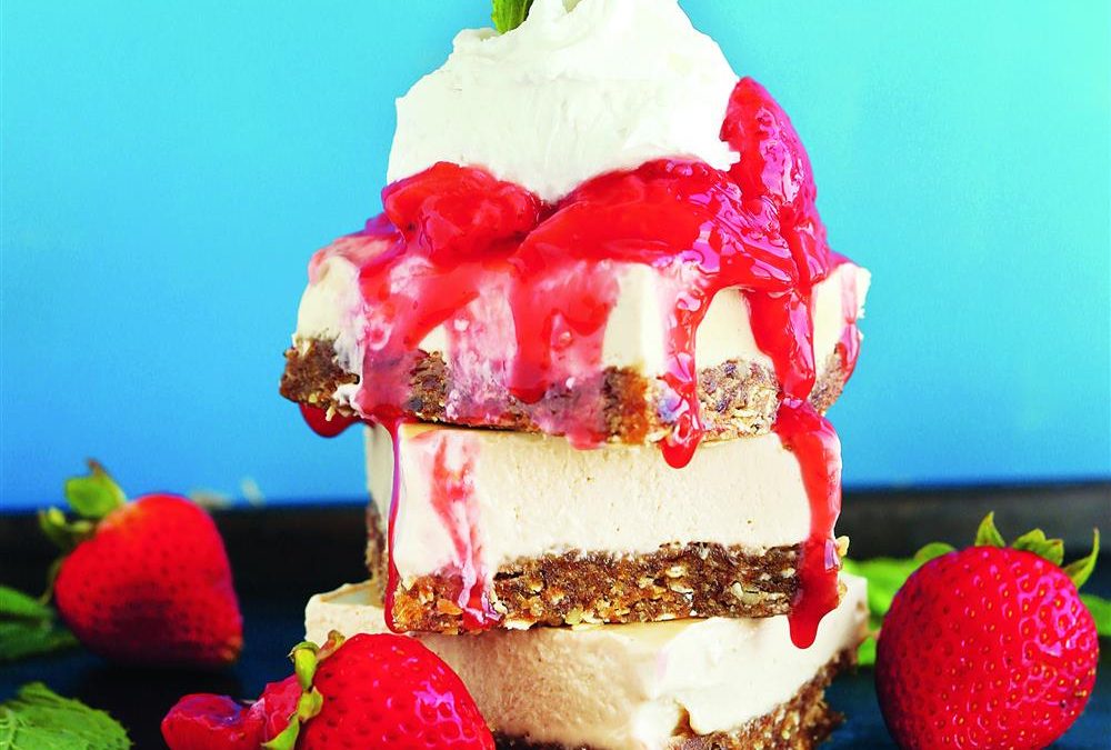 Erdbeer-Cheesecake-Riegel ohne Backen